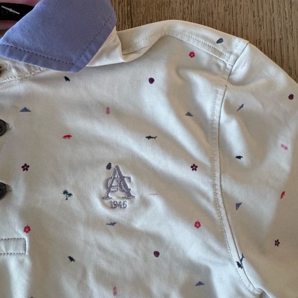 Greyson Boys Polo Shirt Large White Purple - Picture 2 of 3